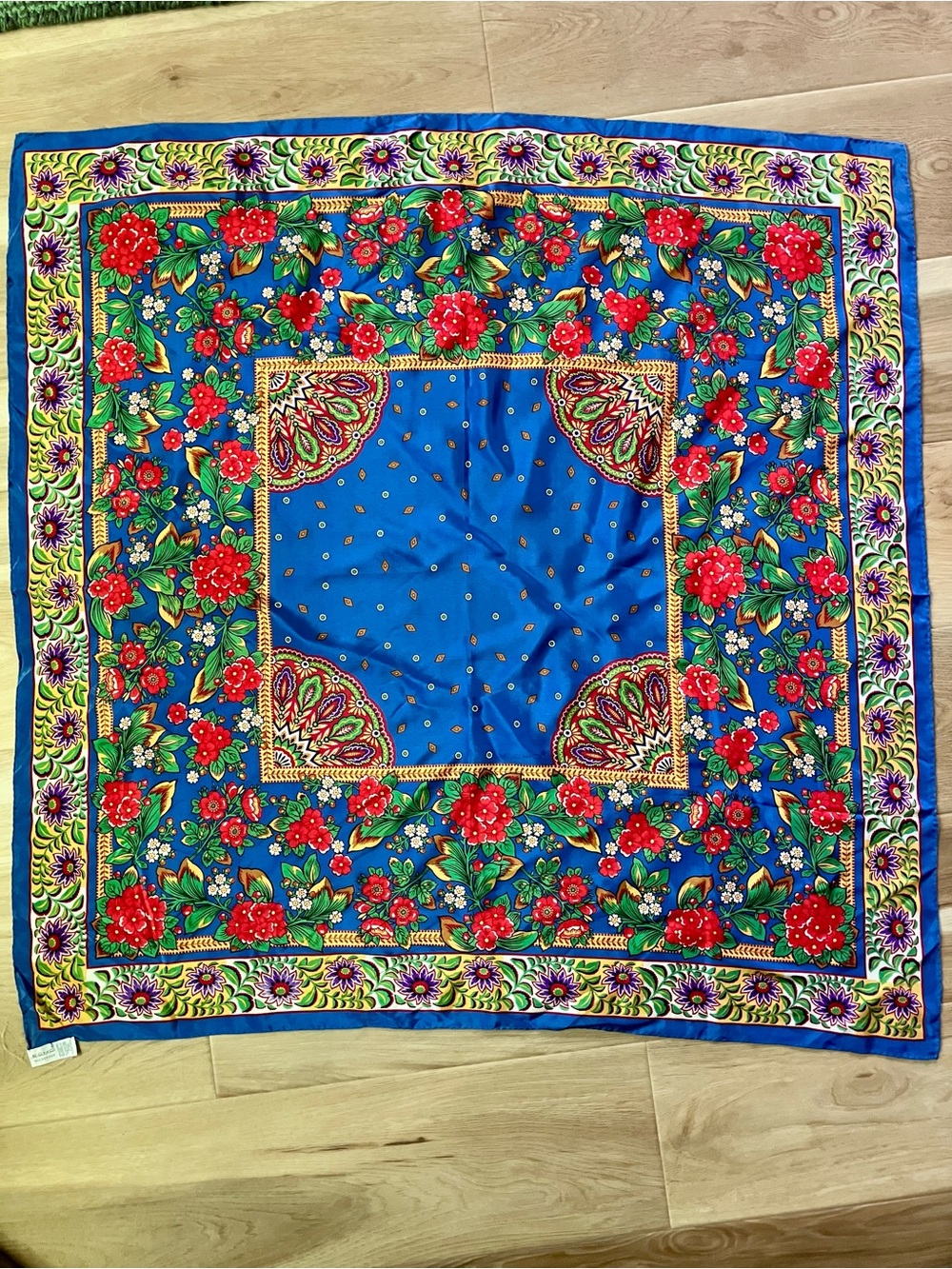 Vintage Echo 100% Silk Scarf Vibrant Florals